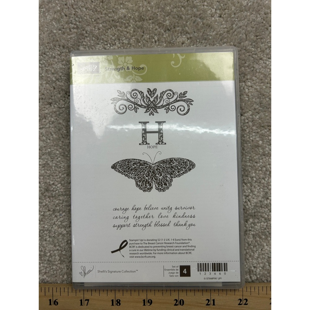 Stampin Up Strength Hope Rubber Stamp Set Shelli Signature Butterfly 4pc 2011